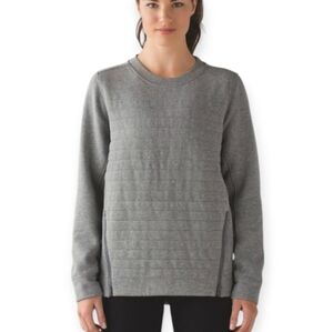 Lululemon Fleece Be True Crewneck Quilted Sweater Side Zippers Heathered Grey 4